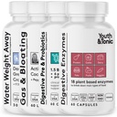 Ungdom & Tonic Bloating Relief med Pre & Probiotika från vattenretention, gas eller mat Digestion med vattenpiller, flytande aktivt kol och matsmältningsenzymer Bundle Pack