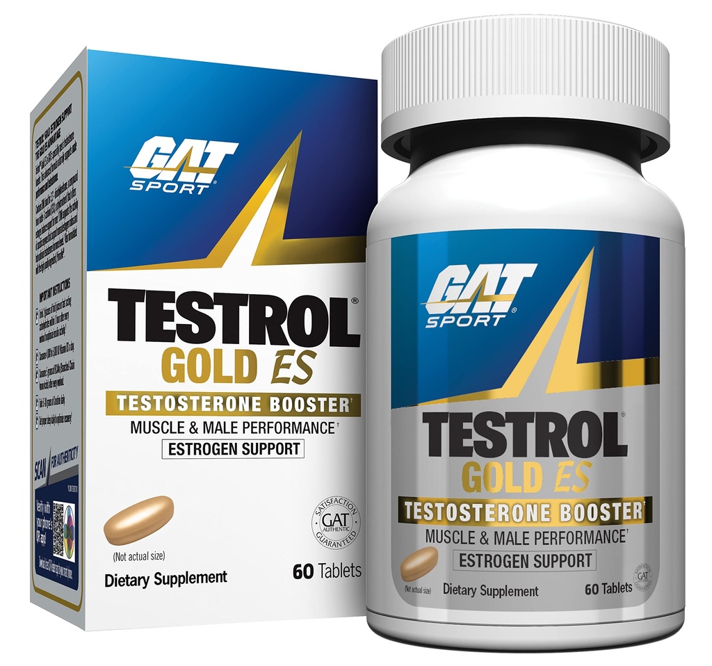 GAT SPORT Testrol Gold ES, Tribulus, DIM, Zink, Longjack, Fenugreek, Saw Palmetto, östrogenbalans, 60 tabletter