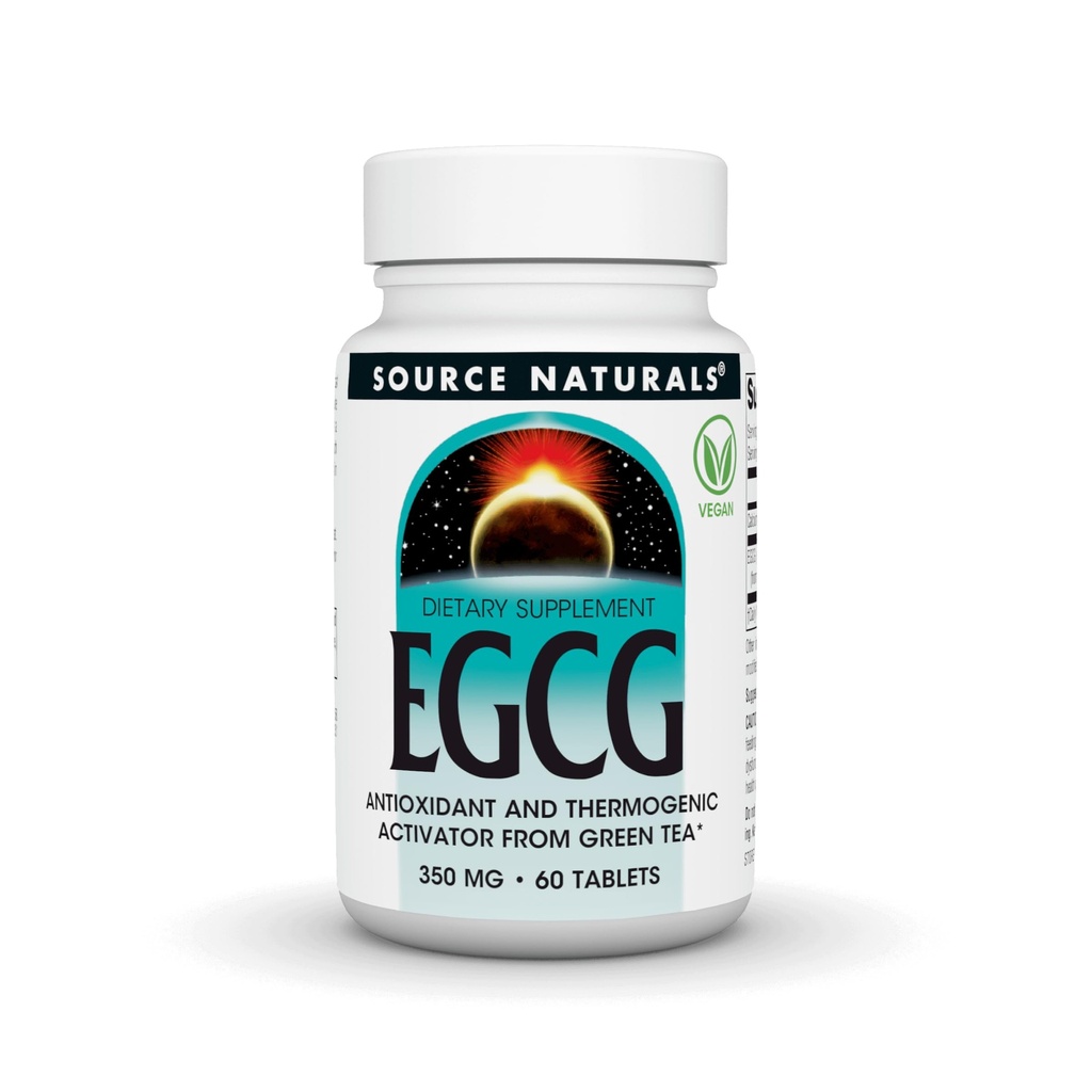 Källa Naturals EGCG, Antioxidant och termogen aktivator från grönt te, 350mg - 60 tabletter