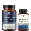 Magnesium Glycinate 400mg (120ct) & Magnesium Citrate 500 MG (60ct) | Hög Absorption, lugn, avkoppling, matsmältning och muskelstöd | Non-GMO Vitamin och mineral Bundle