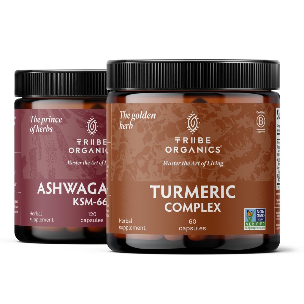 TRIBE ORGANICS Balance Duo - KSM-66 Ashwagandha 120ct + gurkmeja Curcumin C3 Komplex 120ct