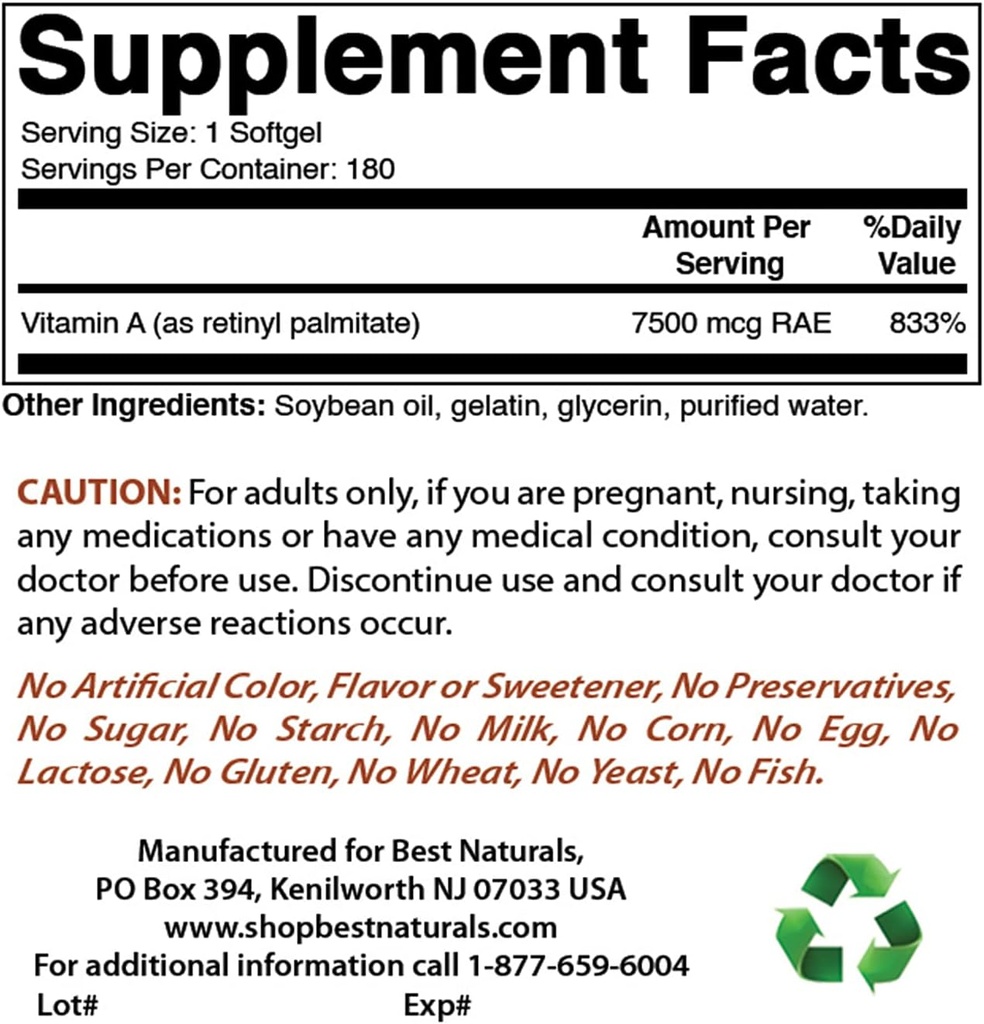 Bästa naturliga vitamin A 25000 IE & Probiotic 10 Strains & 30 miljarder CFU