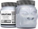 Primala kreatinmonohydratpulver (400 Grams) | Unflavored Micronized Kreatin Muscle Development Supplement för Pre-Workout & Recovery | 5g Kreatinmonohydrat per portion