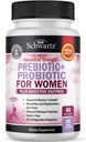 Prebiotika och probiotika för kvinnor - med Black Cohosh och Red Clover för Gut, Vaginal och Immune Health Support, Whole Food Digestive Enzymes Capsules, Lactobacillus Probiotic Supplement, 60 Count