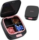 Daily Pill Box 4 Times a Day, Small Pill Case, Travel Pill Organizer, 4 Compartments Compact Portable Pill Container Holder för vitamin, medicin, tillägg, fiskolja, rosa