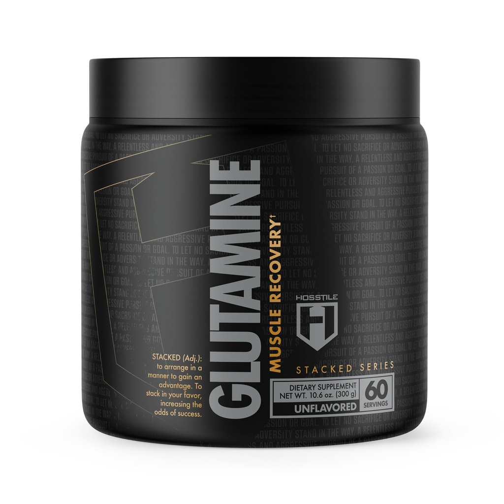 HOSSTILE Glutamine, Fermented L Glutamine Powder for Men & Women, Enhance Muscle Recovery, Support Protein Synthesis, Post Workout Recovery Drink, Unflavored, 60 Servings