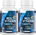 Män Multivitaminer 50 Plus - Daglig multivitamin för män med fermenterade växtbaserade extrakt och 43 näringsämnen - Mens vitaminer stöder minne och hjärna, energi, benhälsa (2 Pack)