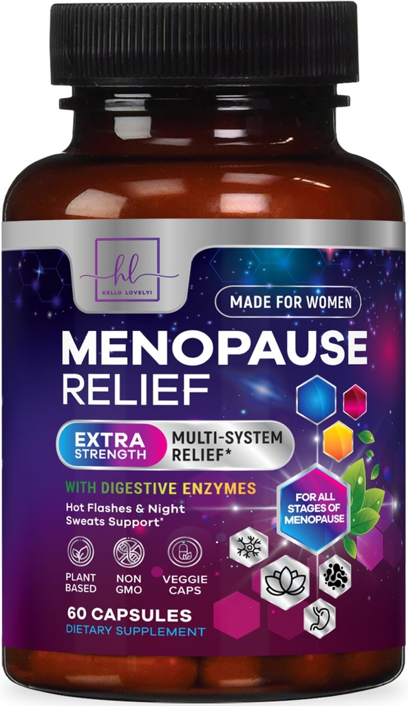 Klimakteriet Tillägg för kvinnor med Dong Quai, Chaste Berry, Black Cohosh, 8 miljarder CFU Probiotics - Hot Flash Night Sweats & Menopause Relief Probiotic för vaginal, Digestive Health - 60 kapslar
