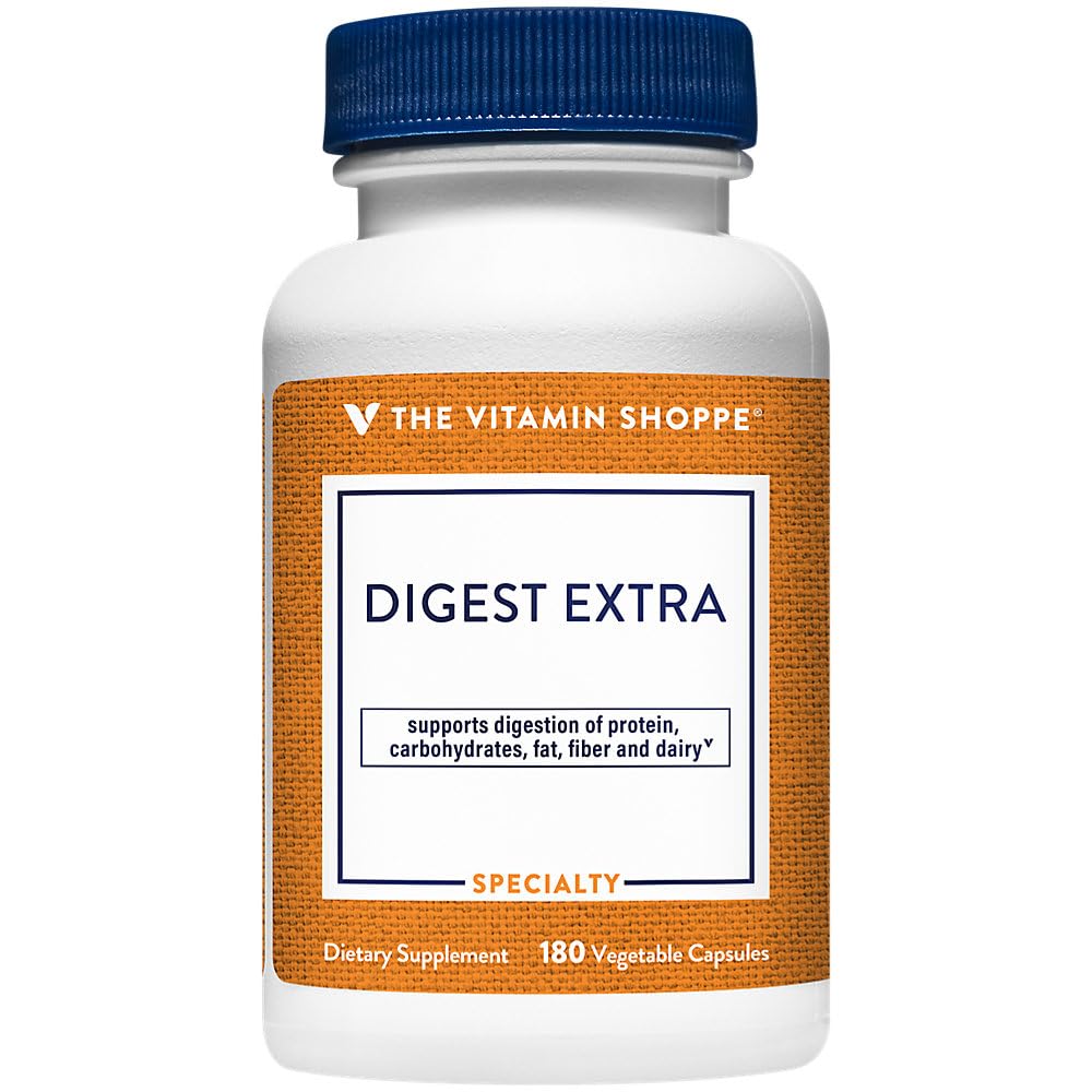 Vitamin Shoppe Digestive Enzymes - Omfattande formel för fetter, kolhydrater och protein Digestion - Hjälper Gluten och Dairy Breakdown och stöder näringsabsorption (180 vegetabiliska kapslar)