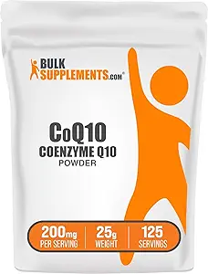 BulkSupplements.com Coenzyme Q10 Powder - Coenzyme Q10 200mg Supplement, Nutritional Supplement - Gluten Free, 200mg per Servering, 25g (0,88 oz) (Pack av 1)