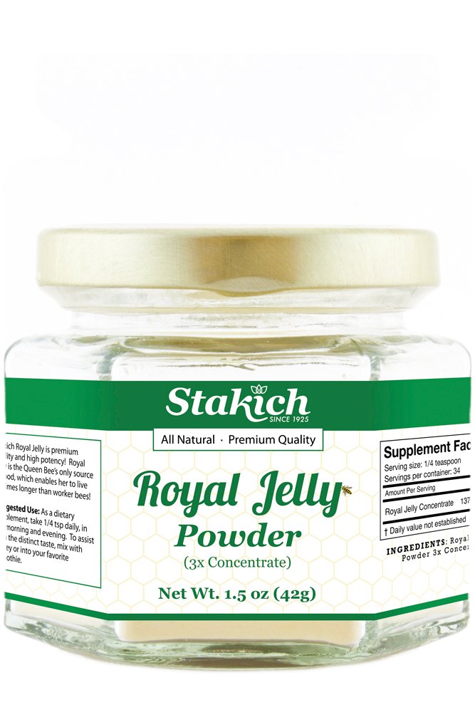 Stakich Royal Jelly Powder - 1.5 Ounce - 3X Concentrate - Frystorkad, ren, naturlig