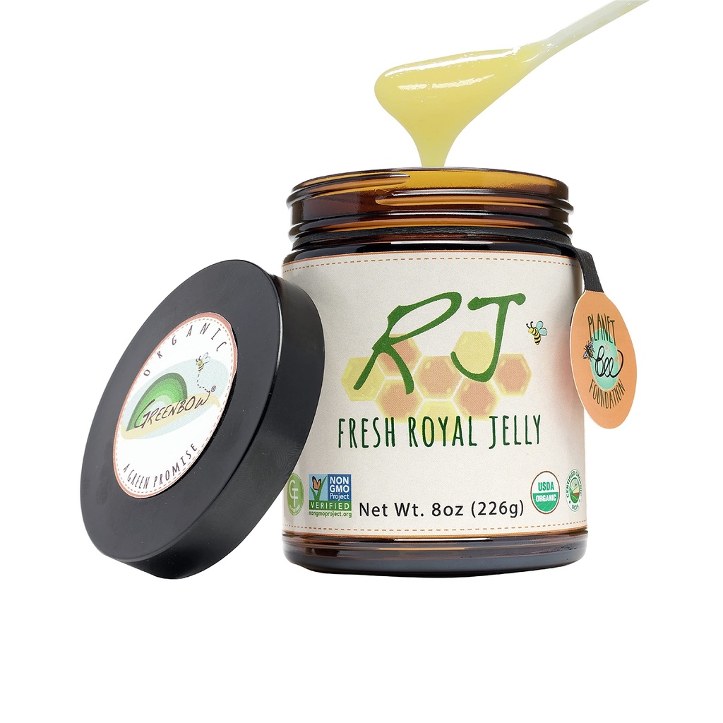 Greenbow Organic Fresh Royal Jelly - 100% USDA Certified Organic, Non-GMO, Halal, Pure, Gluten Free - En av de mest Nutrition Packad - (226g)