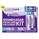Cicatricure Skin Recovery Kit: Advanced Scar Gel & Open Wound Care Antibiotic Ointment, Reduces Stretch Marks, Surgical & Acne Scars, Treats Cuts & Burns, 1 uns Varje - för vuxna och barn