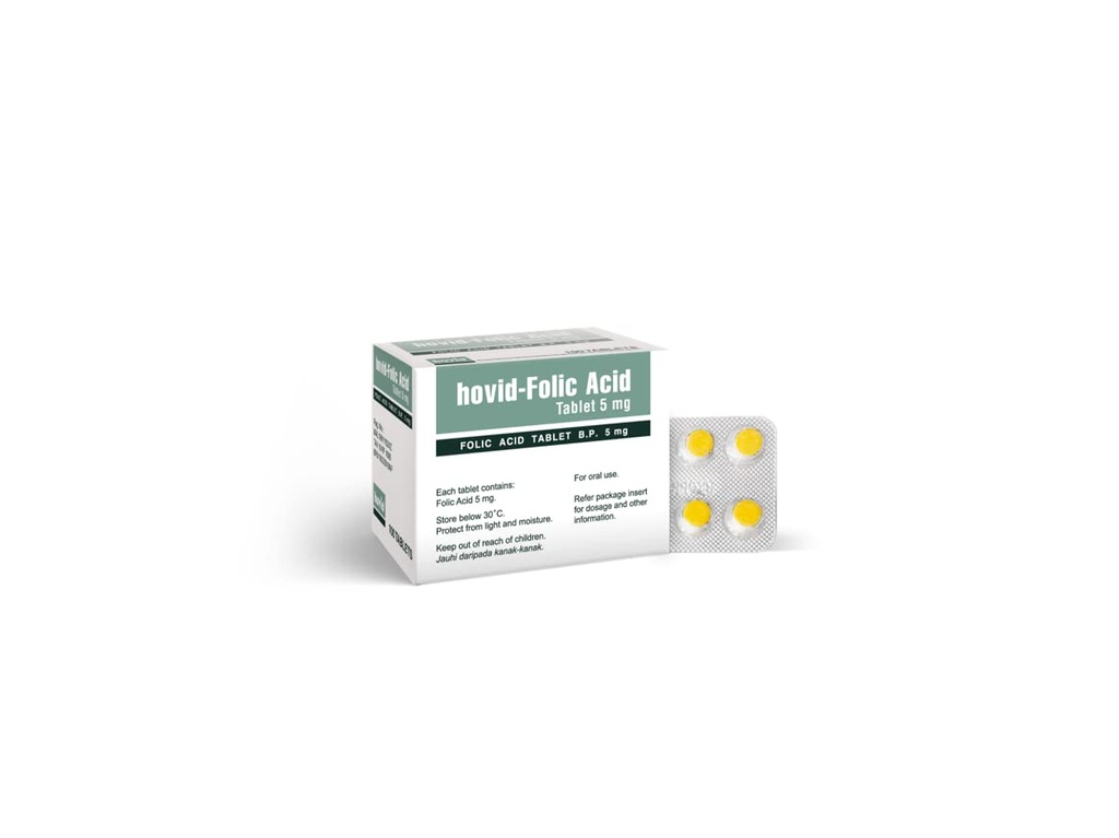 HOVID Folic Acid 5Mg 100 tabletter (Pack av 3 lådor med 100 tabletter)