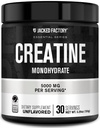 Jacked Factory Creatine Monohydrate Powder 150g - 5g Daily Creatine Supplement för män och kvinnor, Vegan-Friendly, Tredjepartstestade - 30 portioner, Osmakad
