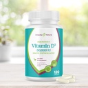 Vitamin D3 50.000 IE 125mcg Capsules - 120 Organiska Weekly Supplements, Non-GMO Gluten Free Pills, för starka ben, tänder, immunstöd - Made in USA