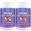 Liposomal Alpha Lipoic Acid 1500mg - med Acetyl-L-Carnitine 900mg & Ubiquinol 100mg & Vitamin E 15mg, ALA Supplement för antioxidanter Glucose Metabolism Nerve Energy,60 Softgels (2 flaska)