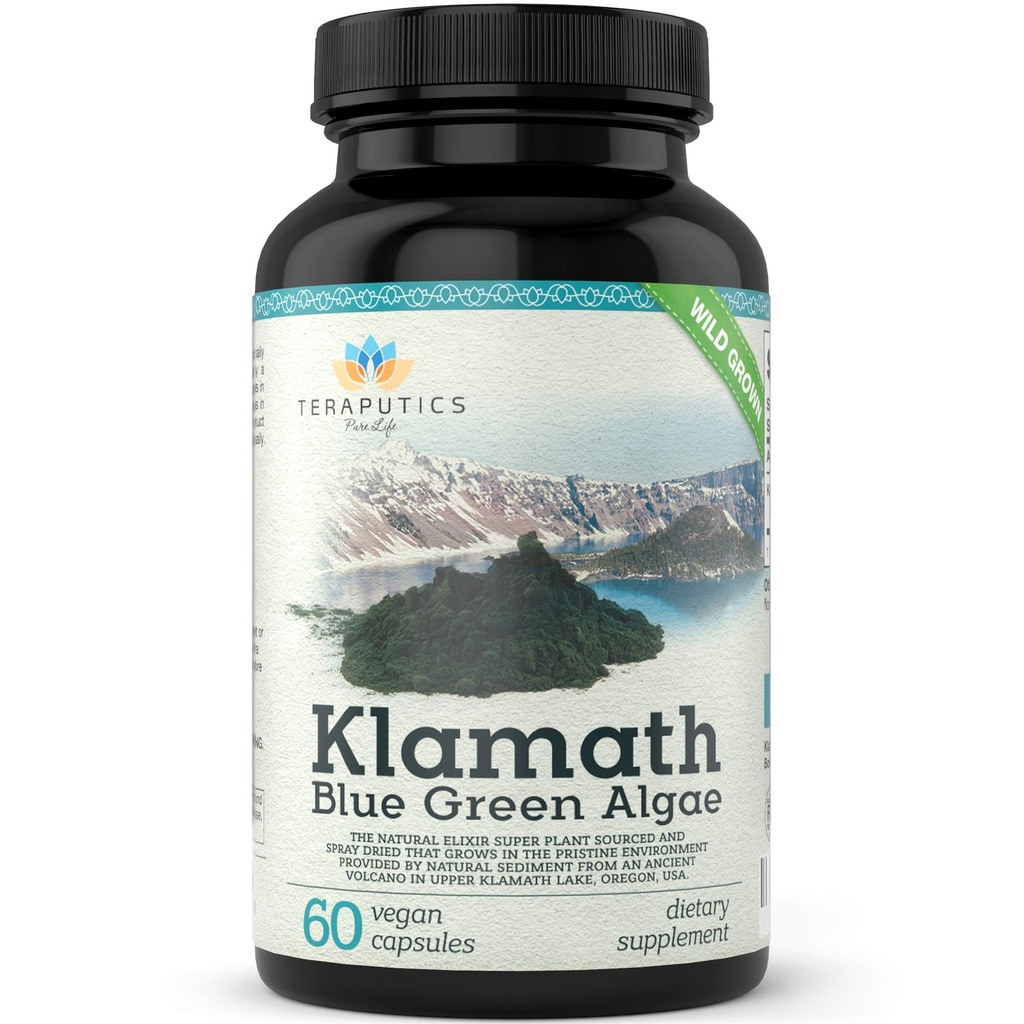 Premium Klamath Lake Blue Green Algae - Mer kraftfull än Spirulina och Chlorella Supplements | Pure Chlorophyll Rich SuperFood, från Organic Klamath Lake, 500mg, 60 Vegan Capsules