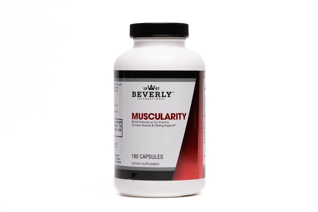 Beverly International Muscularity Specialty BCAA Formel, 180 kapslar. Branched Chain Amino Acids + Chromium Picolinate, B6-B12. Förbättrar energimetabolism - Muscle Recovery - Muscle Guard.