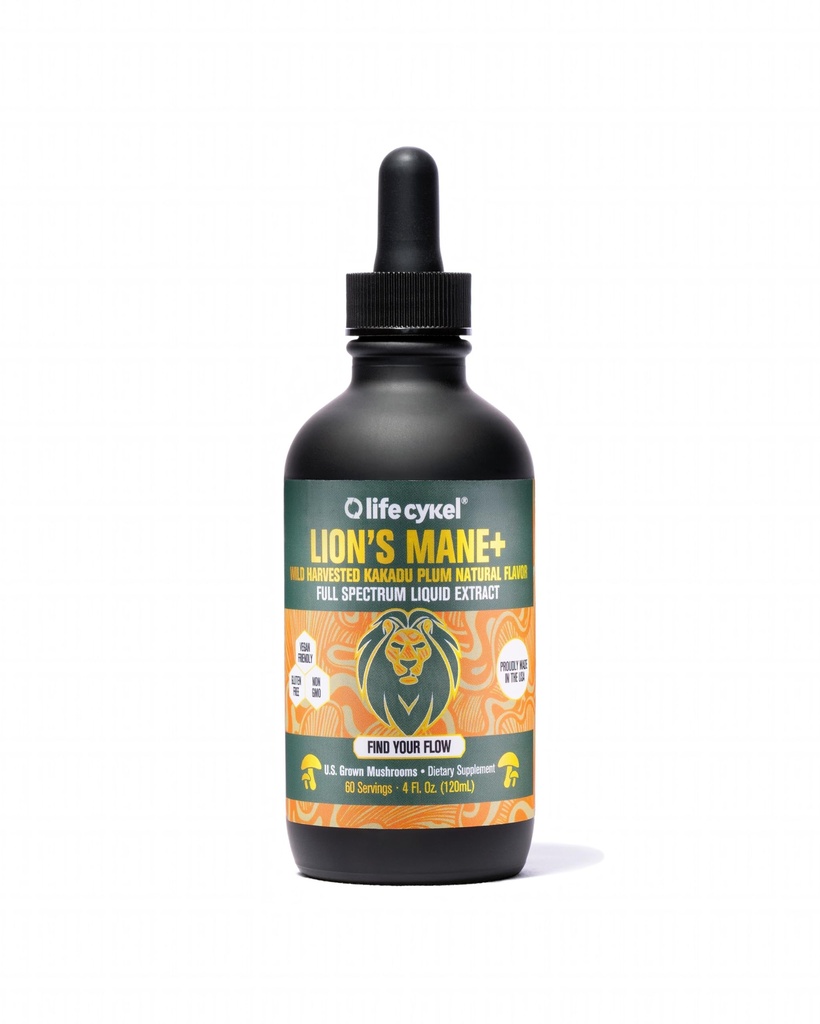 Life Cykel - Lion's Mane Mushroom Extract med Kakadu Plum - Brain Booster Nootropic för minne, Focus & REM Sleep - Non-GMO, Organic Mushroom Tincture - 4 Fl Oz (60 portioner)