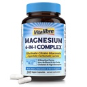 Magnesium Komplex Supplement 6 i 1, 1160mg Chelated Magnesium för Max Absorption, Hjälp med bättre sömn, Relaxation & Nerve Calm, 240 Vegan Capsules, Non GMO & Gluten Free