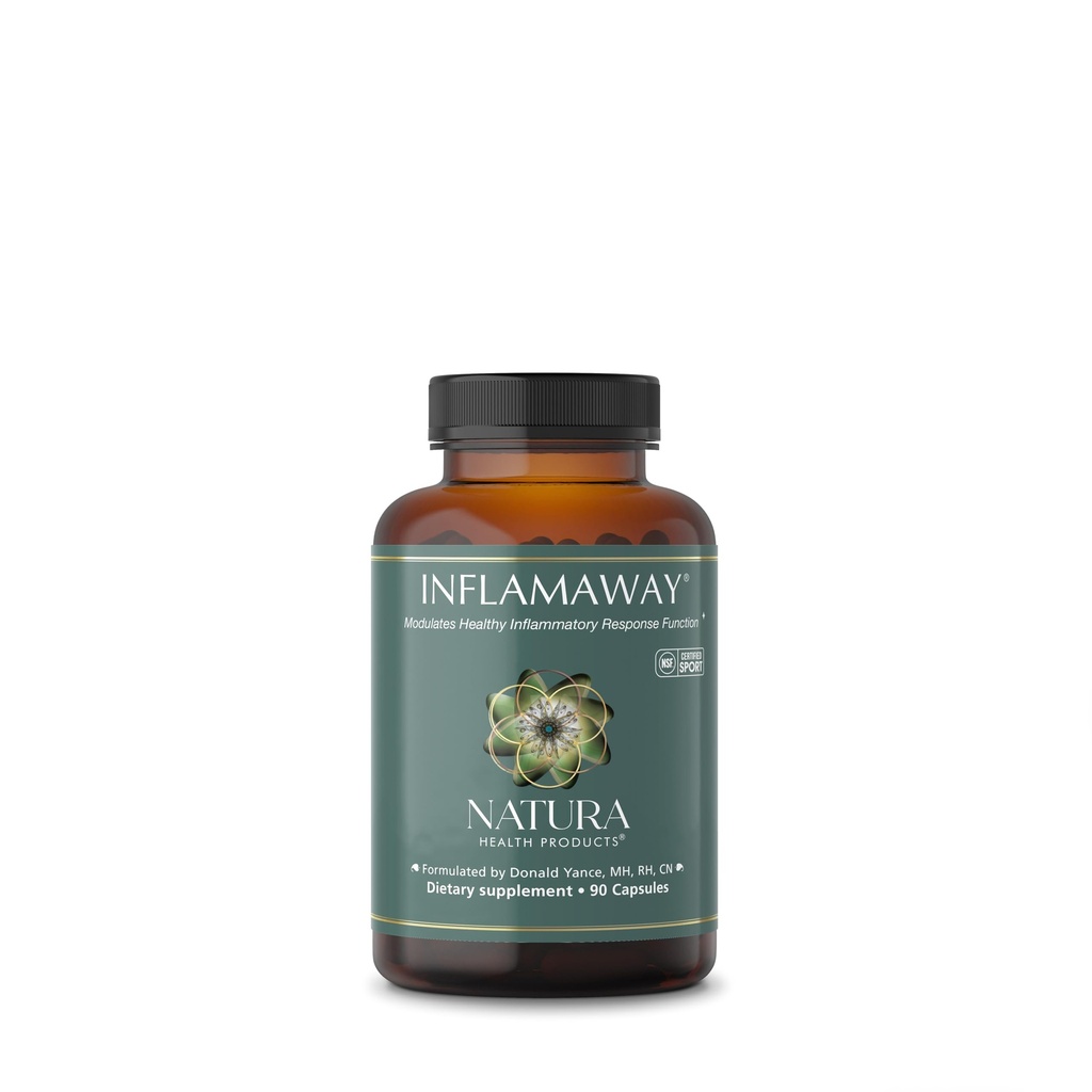 Natura Health Products InflamAway Supplement - Modulera ett hälsosamt inflammatoriskt svar - med Boswellia Serrata, Bromelain, Ginger, Black Pepper (BioPerine) och Chinese Skullcap (90 kapslar)