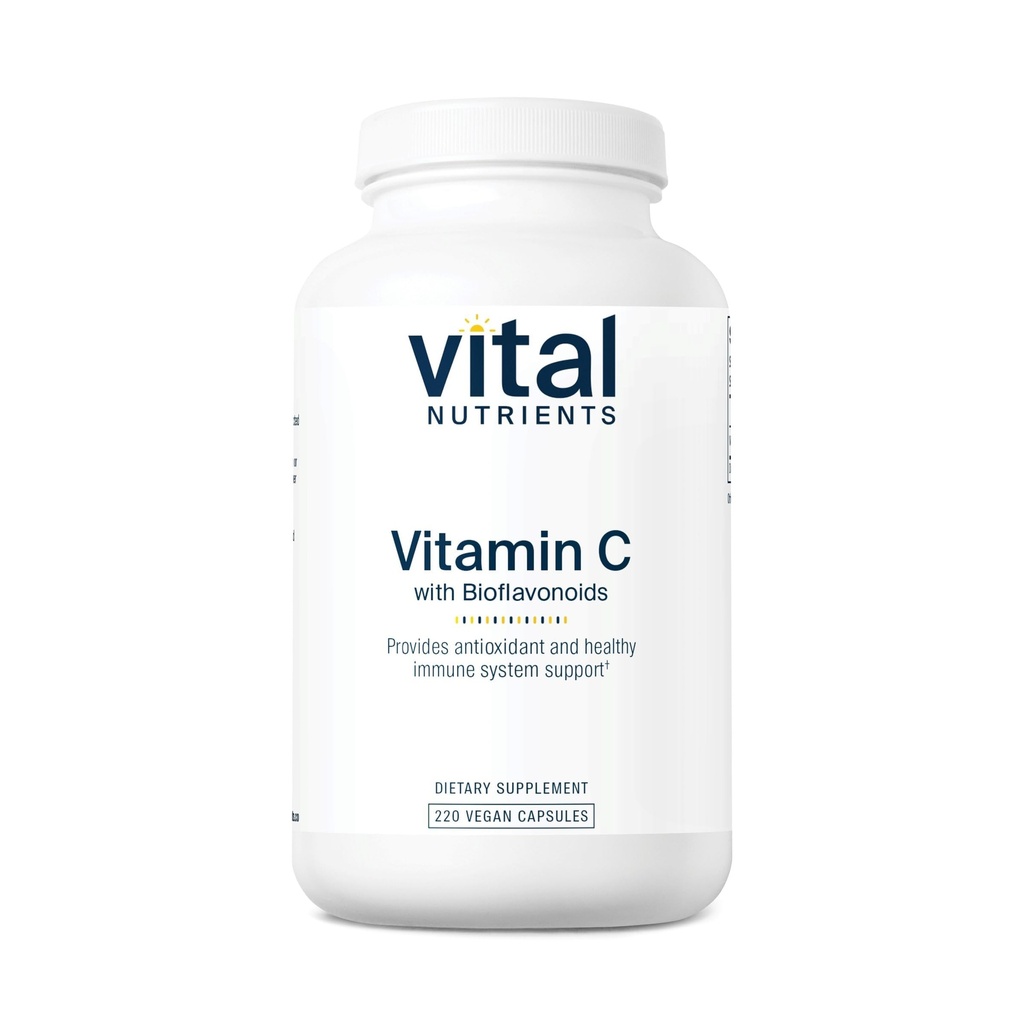 Vital Nutrients Vitamin C med Bioflavonoider | Vegan Supplement för Immune Support * | 1000mg Vitamin C och 500mg Citrus Bioflavonoid | Gluten, Dairy och Soy Free | Icke-GMO | 220 kapslar