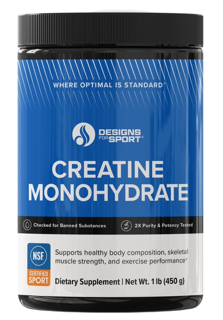 Design för Sport Micronized Creatine Monohydrate Unflavored Powder - NSF Certified for Sport, 90 Servings, Supports Muscle Recovery, Brain Health, Pre and Post Workout Strength
