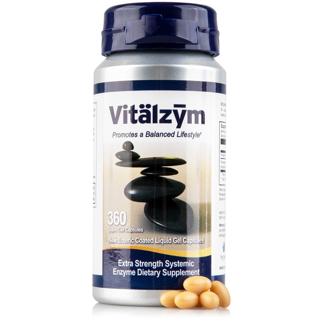Proteolytiska systemiska enzymer Liquid Gel Capsules med serrapeptase, Immune och Joint Support, Natural Ache Relief Plus Fertility Supplement (360 kapslar)
