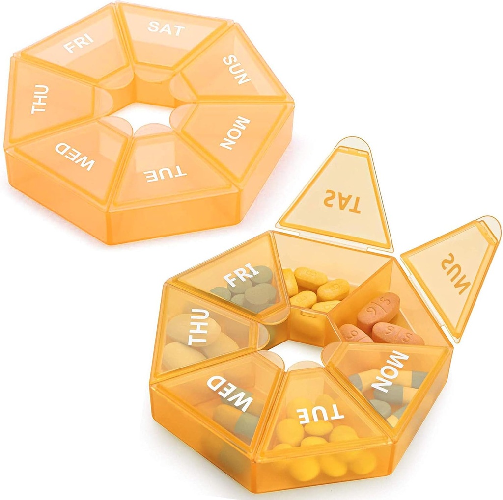 2PCS Weekly Pill Organizer Large 7 Day Pill Box Organizer Daily Medicine Case för vitamin Fish Oil Pills Supplements Arthritis Friendly
