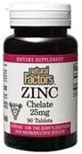 Naturliga faktorer - Zink Chelate 25mg, stöd för hälsosam hud och immunfunktion, 90 tabletter