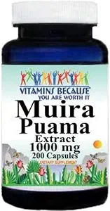 Vitaminer Eftersom Muira Puama extraherar 1000 mg tillskott för män och kvinnor stöd (200 ct)