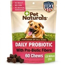Pet Naturals Daily Probiotic för hundar, 120M CFUs - Pre och Probiotika för hundar Digestive Health, Gut Health, Immune Support, Diarré, Allergier och Itching - 60 Chews, Duck Flavor
