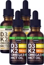 NUSAVA Unflavored D3 K2 Liquid Drops och Vanilla Flavored D3 K2 Liquid Drops Bundle - Potent Liquid Vitamins for Heart, Joint, Bone, Muscle och Immune Support - Non-GMO, Gluten-Free, 2pk Varje