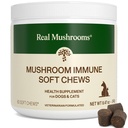 Real Mushroom Immune Pet Chews - For Daily Digestive & Immune Health - Mushrooms for Dogs & Cats Functional Treat - Mushroom Supplement för hundar och katter - 1 till 4 Chews för alla raser och storlekar (60 greve)
