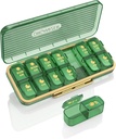 Pill Organizer 2 Times A Day, 7 Day Am Pm Pill Box - Acedada Weekly Pill Organizer med separat behållare, Portable Daily Medicine Planner Dispenser Case för vitamin, fiskoljor, kosttillskott, grön