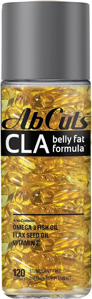 CLA Belly Fat Formel - 120 Easy-to-Swallow Softgels - Omega 3 Fish Oil, Flaxseed Oil och Vitamin E - Hjälper till att öka antioxidant Supply och hälsosam kroppskomposition