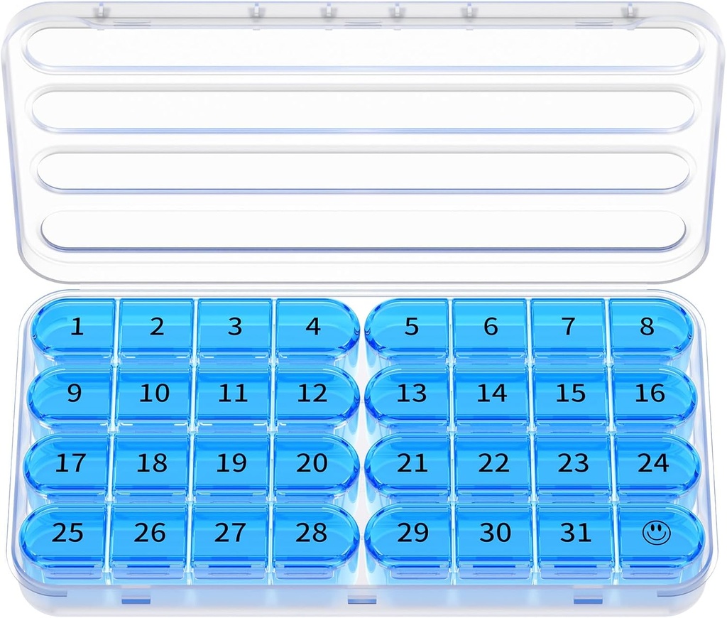 Zoksi Månatliga Pill Organizer 1 Gång per dag, 30 Dag Pill Box Organizer, En Månad Pill Case för Resa, 31 Daglig Medcine Container för Vitaminer, Tillägg & Medicinering