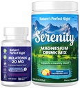 Naturens perfekta nattmelatonin 20mg snabbupplösning blandad Berry 180 greve med Serenity Magnesium pulver 15 oz Lemon Raspberry