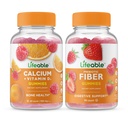 Livlig kalcium med vitamin D + Prebiotisk fiber 5g, Gummies Bundle - Great Tasting, Vitamin Supplement, Gluten Free, GMO Free, Chewable