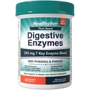 NewRhythm Digestive Enzymes 245 mg, med probiotika och prebiotika, Plant Based, 7 Key Enzymes, Digestion, Nutrient Absorption, Protease Amylase & Lipase, 60 Vegan kapslar