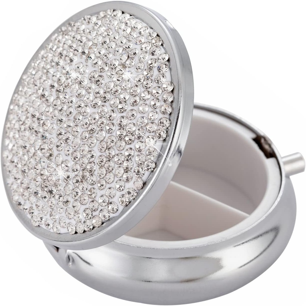 Medicine Organizer Box Pocket Pharmacy Bling Travel Pill Case Box för Purse Mini Pill Holder Organizer Small Pill Container för Vitamin (Silver)