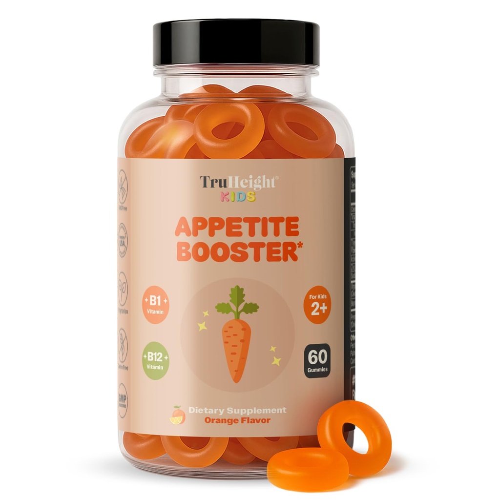 TruHeight Kids Appetite Booster Gummies (åldrar 2 +) Alla naturliga småbarn, barn och tonåringar Appetite Stimulant att äta mer - Viktökningstillskott - Vitaminer för underviktiga barn - Picky Eater Vitamin