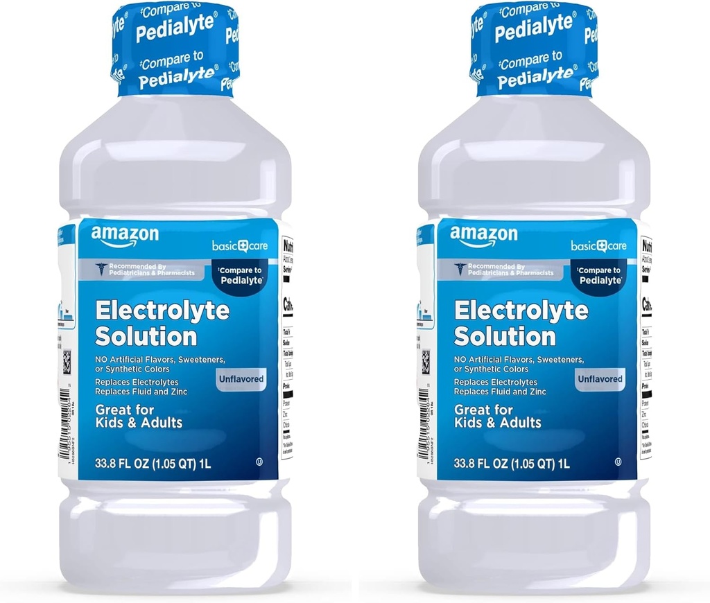 Grundläggande vård Oral Electrolyte Solution, Unflavored, 33.8 Fl Oz (Pack of 2)