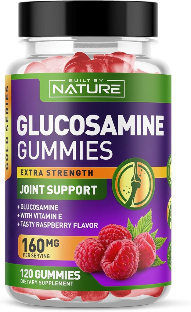 Glukosamin Gummies med vitamin E - Avancerad gemensamt stöd Gummy Supplement, High Potency Antioxidant, komfort för rygg, knän, händer - 120 Gummies
