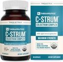 C-Strum® Organic Bovine Colostrum Supplement, 60% igG, First Milking, Grass Fed, Max Strength Colostrum Capsules från tyska Dairy Cows - Gut, Immunity, Skin & Hair Support (90 räkning)