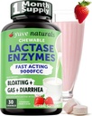 Yuve Natural Fast Acting Dairy Relief Delicious Chewables - Lactase Enzyme 9000 FCC - Säg adjö till Dairy Discomfort från Laktosintolerans - Strawberry Cream Flavor - 30ct