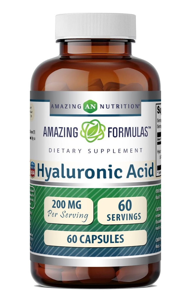 Fantastiska formler Hyaluronsyra 200 Mg Per servering kapslar tillskott | Icke-GMO | Glutenfri | Tillverkad i USA (60 greve)