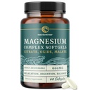 Triple Magnesium Softgels | Citrate, Malate och Oxide | Mycket Absorbable Magnesium Supplement för Digestion, Calm, Leg Cramps, & Sleep Support | 300mg Complex | Lätt att svälja mjuka Gels | 60 Räkna
