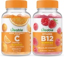 Livlig vitamin C 750mg + Vitamin B12, Gummies Bundle - Great Tasting, Vitamin Supplement, Gluten Free, GMO Free, Chewable Gummy